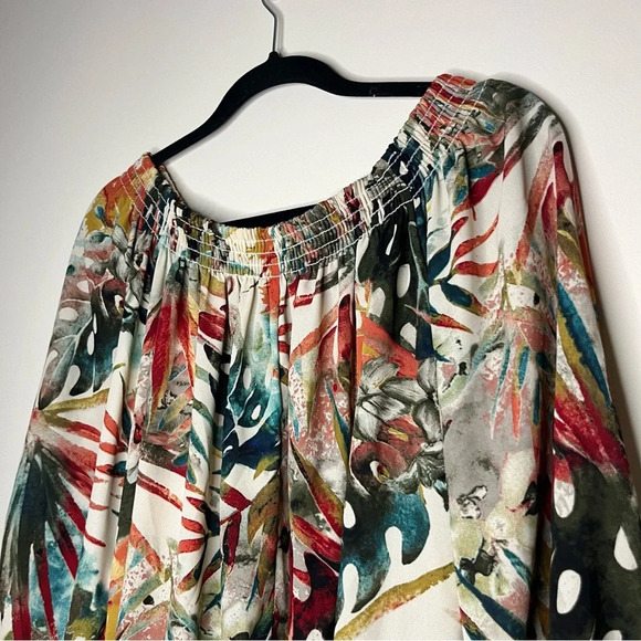 ARIELLA Boho Floral Colorful Lightweight Breezy Flowy Off Shoulder Top Blouse - Picture 5 of 8